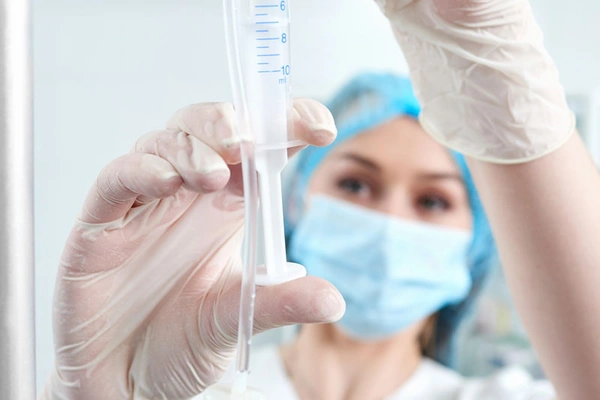 врач с капельницей для лечения пациента с передозировкой